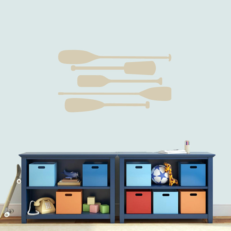Adhésif décoratif bateau avirons, Beige