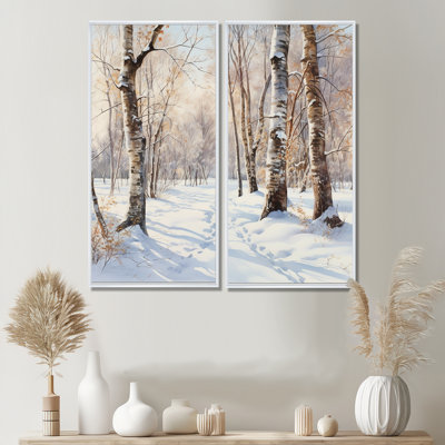 «Trees Charm in Winter I» - art mural traditionnel brun