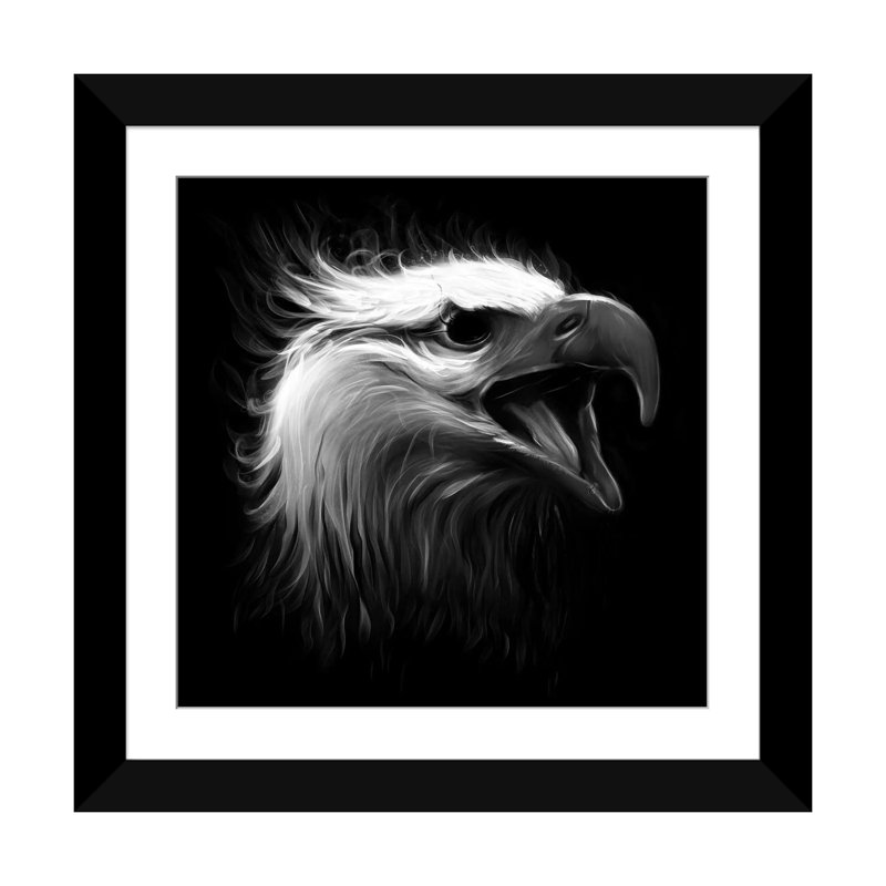 «Eagle Eye», impression sur toile tendue, Papier beaux-arts encadré noir, Blanc, H 24 po x l 24 po x P 1 po