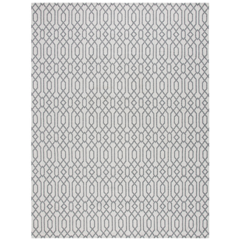 Martha Stewart Cotton Geometric Rug in Silver/Gray, Rectangle 9' x 12'