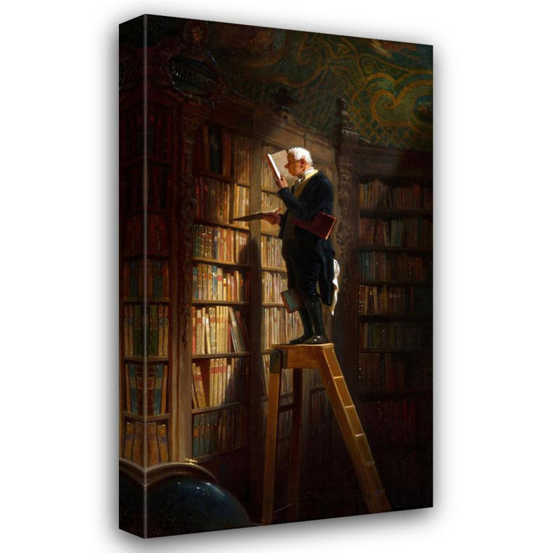 «The Bookworm» par Carl Spitzweg - Art mural sur toile tendue avec châssis, H 48 po x l 33 po