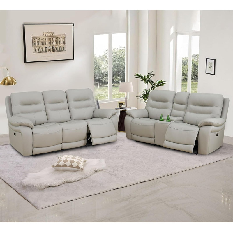 Ensemble de canapé inclinable 3 pièces Royace, Gris