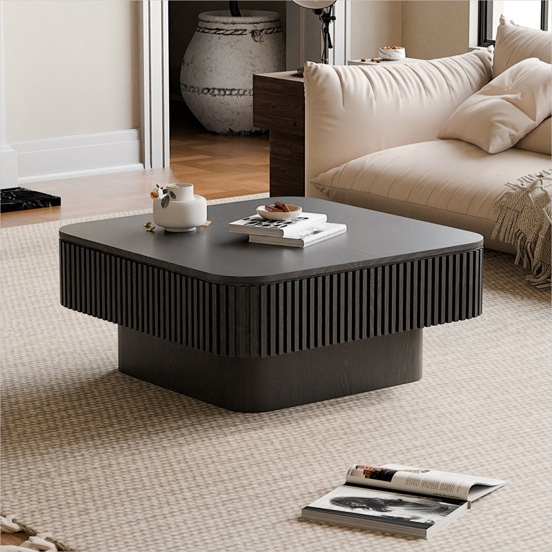 Table basse carrée avec rangement, Noir