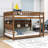 Wooden Bunk Bed with Shelves, LED Lighting and Pegboard Storage-278768536-278768537