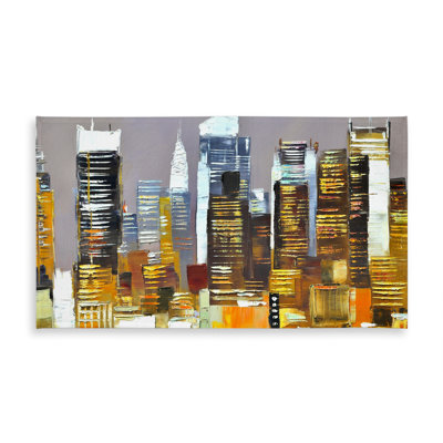 Contemporary Cities Tablecloth - Texturized Skyscrapers Design