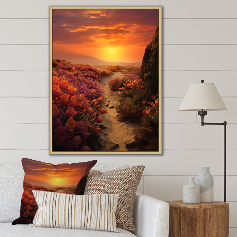 Succulent Sunset Field, Texas, Cadre naturel flottant, H 44 po x l 34 po x P 1,5 po