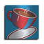 Art mural en métal luxueux «Red Coffee Cup On Blue» par Ron Magnes, 24 po x 24 po-101657888