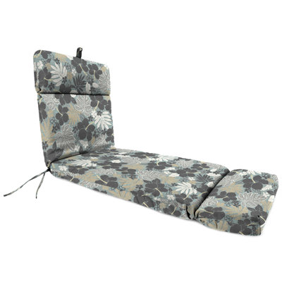 72" x 21" Keekee Bamboo Grey Floral Outdoor Chaise Lounge Cushion with Ties and Loop