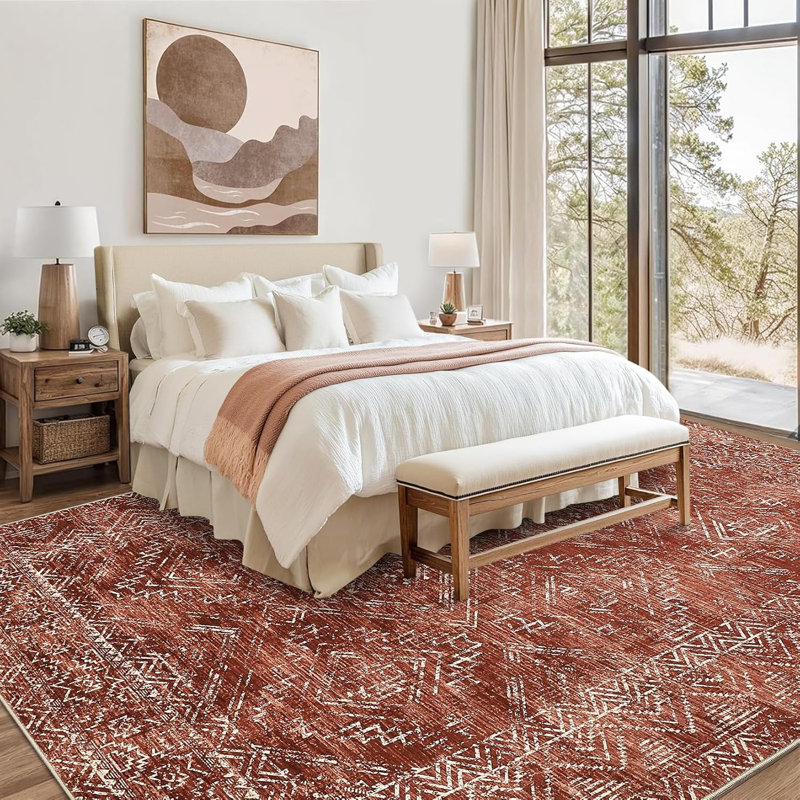 Washable 10x13 Large Area Rug Vintage Living Room Bedroom Farmhouse Floral Retro Non-Slip Low Pile Distressed Indoor Carpet Home Decor Grey