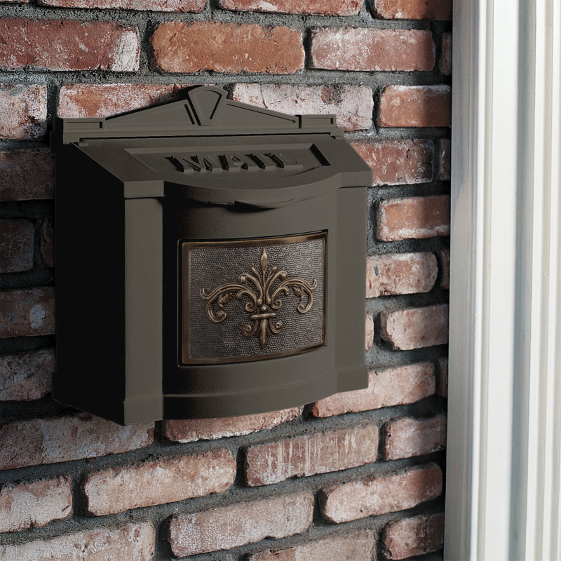Boîte aux lettres murale avec accent en laiton, Bronze