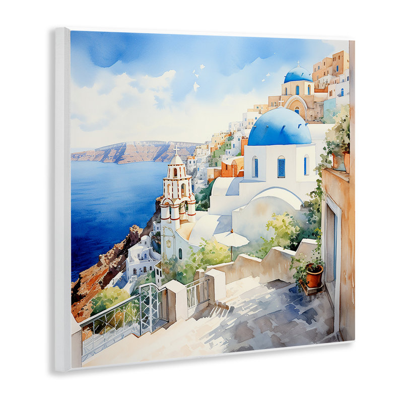 Ba-029 - Paysage de la ville de Santorin encadré par LSR Design Studio, H 12 po x l 12 po x P 0,5 po