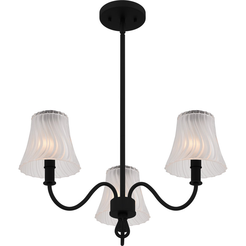 Amedio Linear Chandelier, Matte Black, 3 Lights, 10.75" H x 21.75" W x 21.75" D
