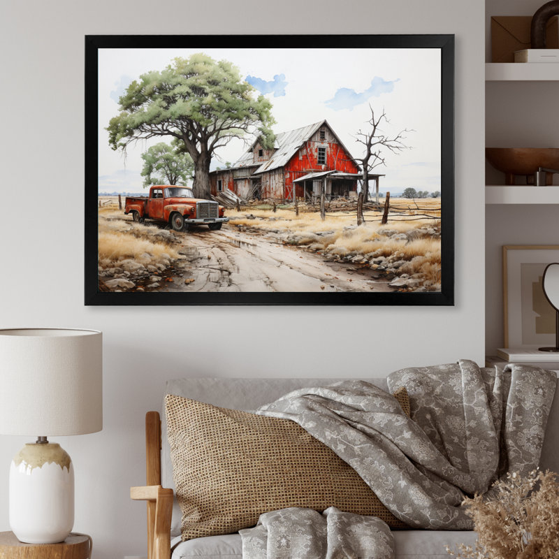 Farmhouse Homestead Legacy - impressions sur toile de ferme, H 34 po x l 44 po x P 1,5 po, Cadre photo noir