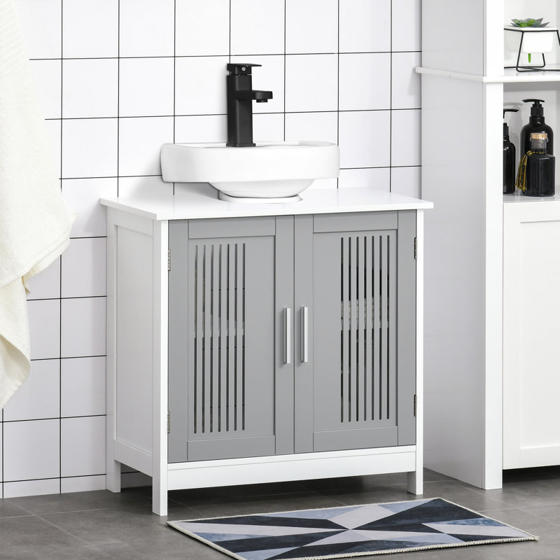23.5'' W x 23.5'' H x 11.75'' D Free-Standing Bathroom Cabinet,Pedestal Under Sink Bathroom Cupboard with  Adjustable Shelves