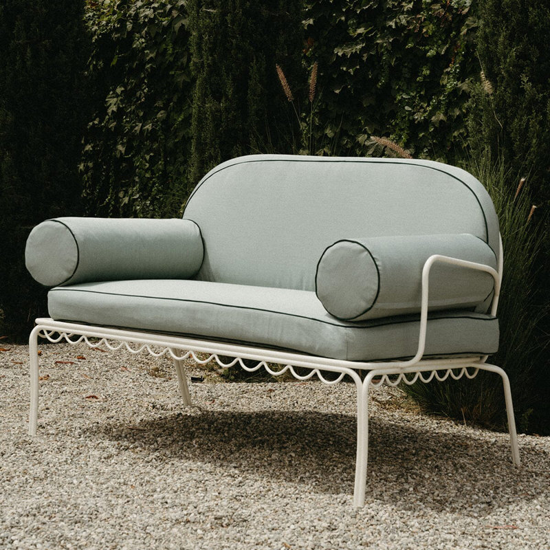 Love Seat Slip Cover Set, Green/Pink Striped Acrylic