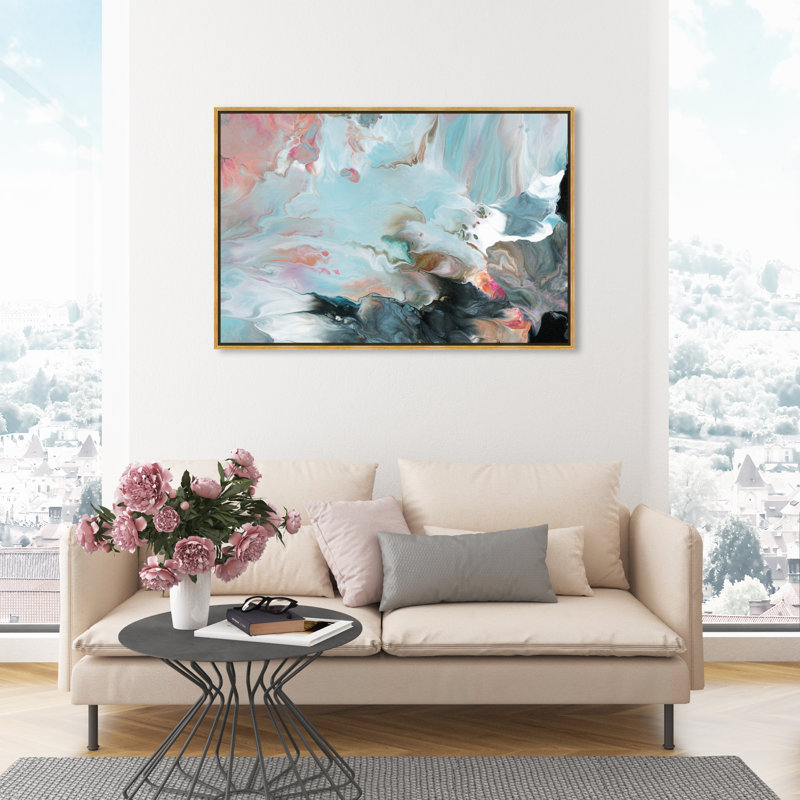 Rêve abstrait en couleurs, rose côtier - impression sur toile, H 24 po x l 36 po, Toile tendue, Sans cadre