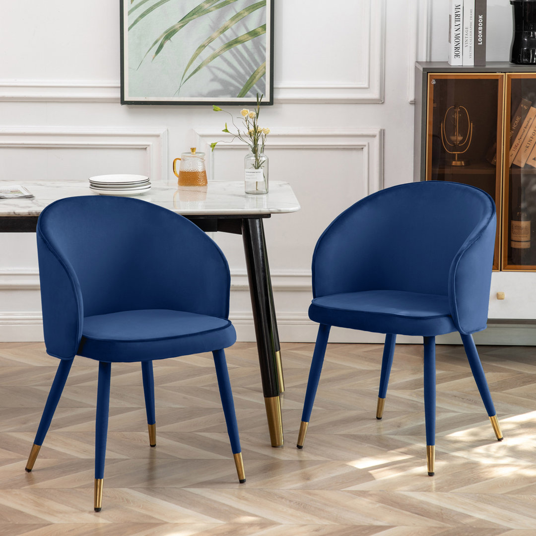 Chaila Velvet Upholstered Dining Chairs with Gold Trim