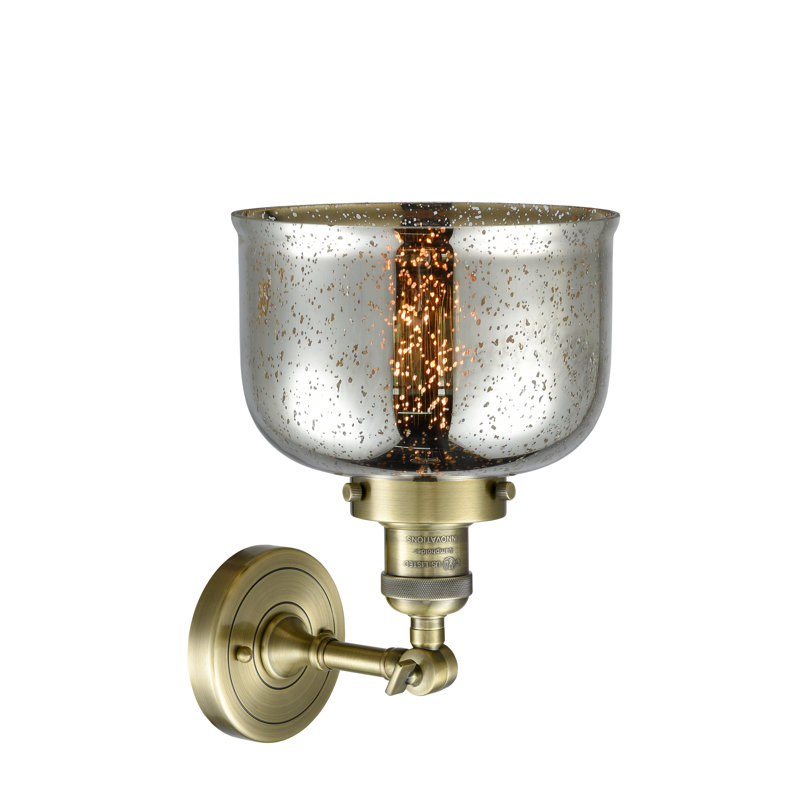 Handley Glass Semi Flush Mount, No Bulb Included, Antique Brass, Silver Mercury
