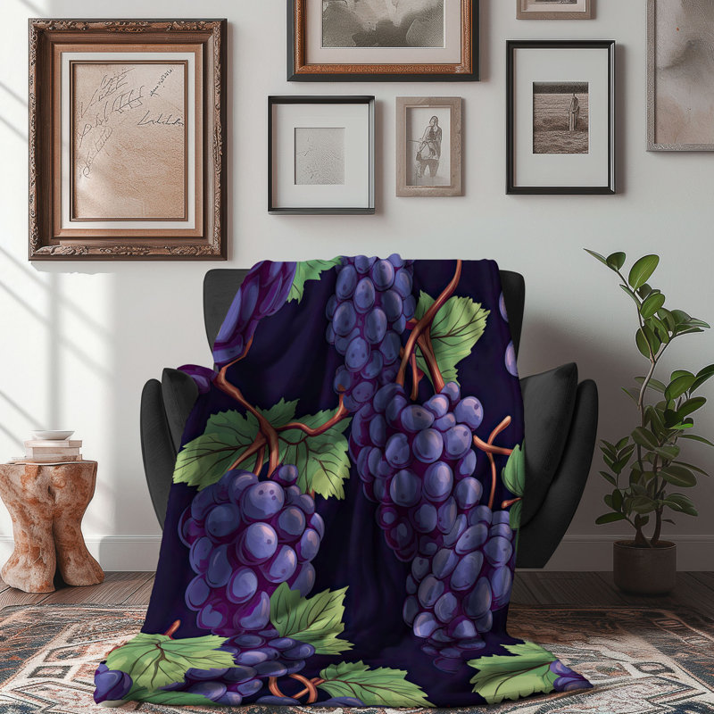 Jeté Grapevine Nectar Feast - 1 pièce Sherpa Bl Premium, Grand lit