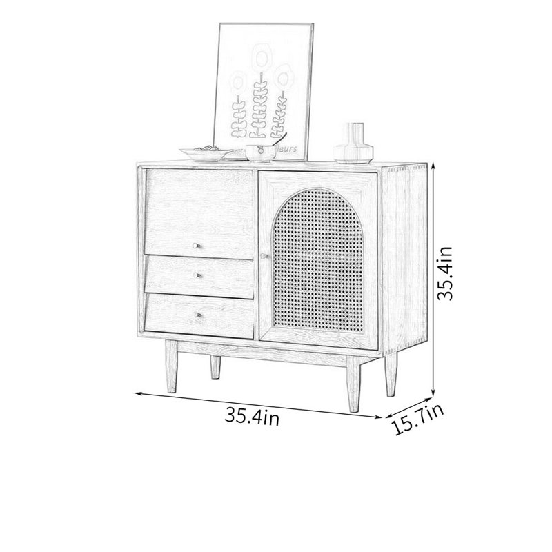 Buffet Raynoldo, H 35,4 po x l 35,4 po x P 15,7 po