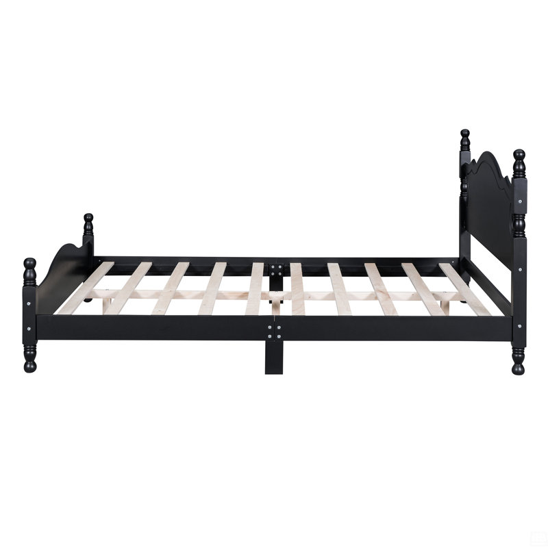 Wood Platform Bed Frame, Black, Queen