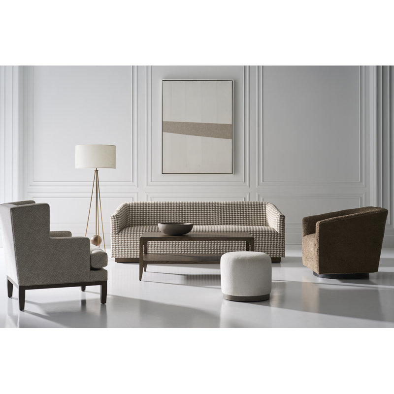 Corbin 18.5" Wide Round Standard Ottoman, Putty (3152 65), Hazelnut