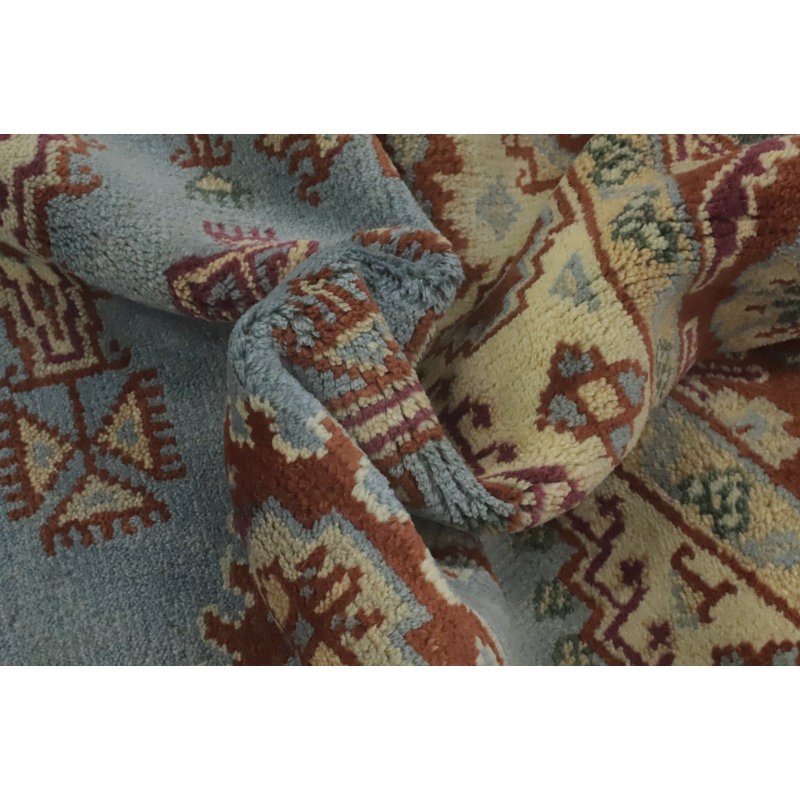 Tapis bleu clair à motif géométrique Viss 6 x 9