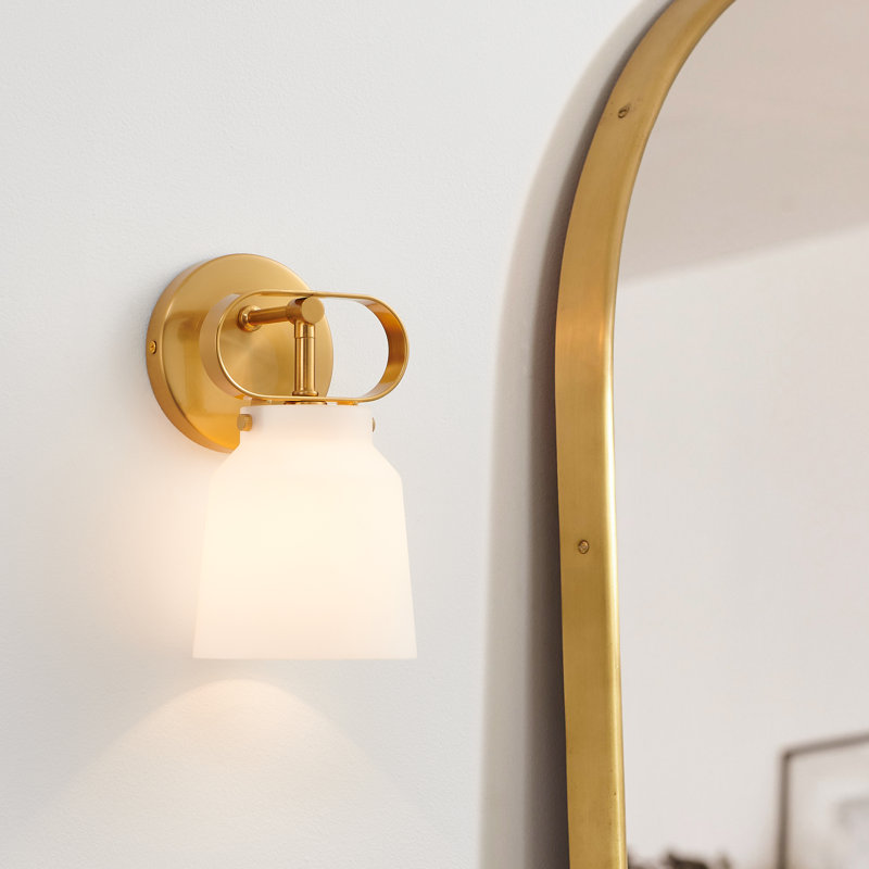 1- Light White Glass Wall Sconce