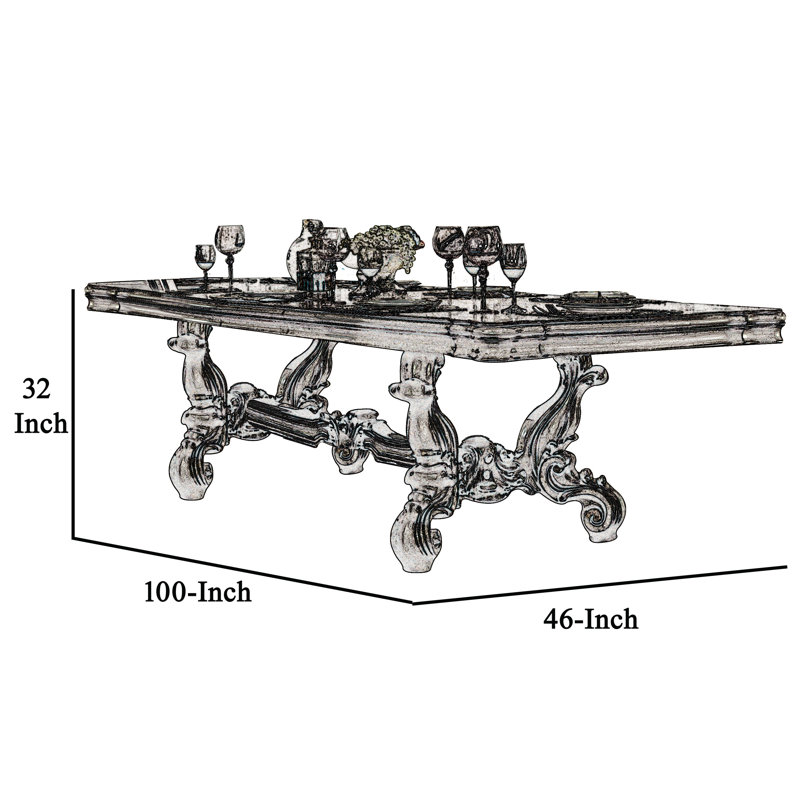 Table de salle à manger papillon Meaux, H 32 po x L 136 po x l 46 po