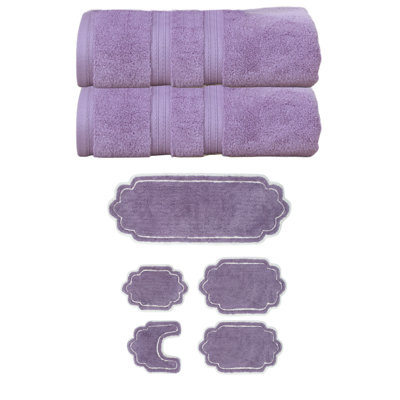 Talbert Collection 100% Soft Cotton 2 PC Bath Towel Set & 5 PC Bath Rug Set, (Set of 7)