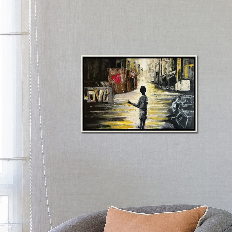 Mon amour - reproduction d'art murale - toile encadrée, 18 po x 26 po, Toile avec cadre, Blanc patiné