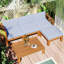 Ensemble de conversation modulaire d'extérieur en bois pour patio 5 pièces avec coussins, finition naturelle et coussins gris