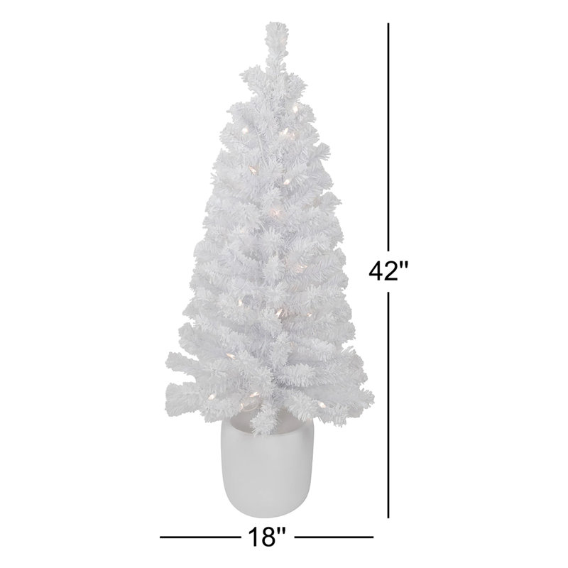 Arbre de Noël pin en pot givré 3,5 pi pré-éclairé