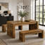 Ensemble de table de salle à manger 55 ", table de cuisine en bois pour 4 à 6 personnes avec 2 bancs-931150286