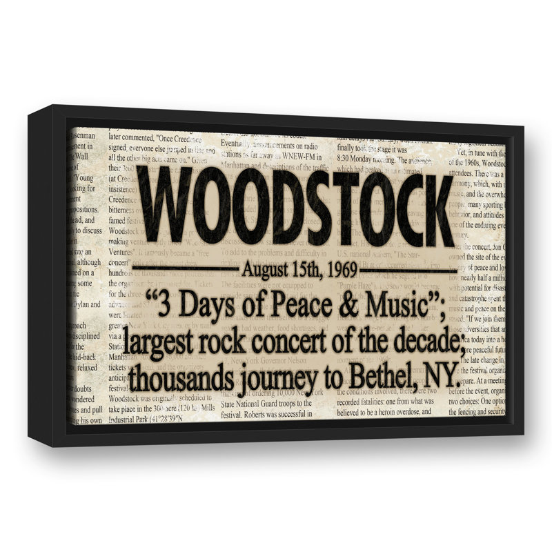 " Woodstock Headline " Textual Art Print, 13.75" H x 19.75" W x 1.75" D