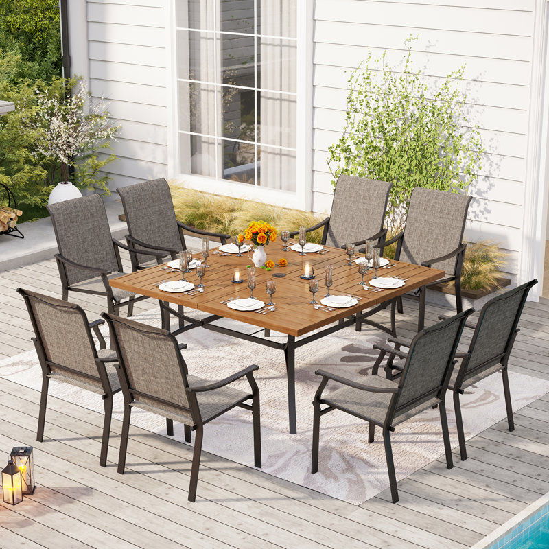 Ensemble de salle à manger de jardin pour 8 personnes Basima, Brun