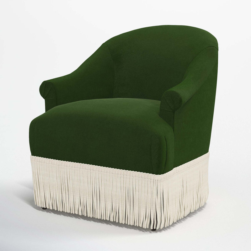 Fauteuil à oreilles Callie, Velours luxueux émeraude, Ivoire