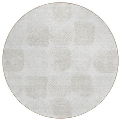 Tapis intérieur / extérieur en polyester tissé à la machine à motif abstrait mâle ivoire mâle