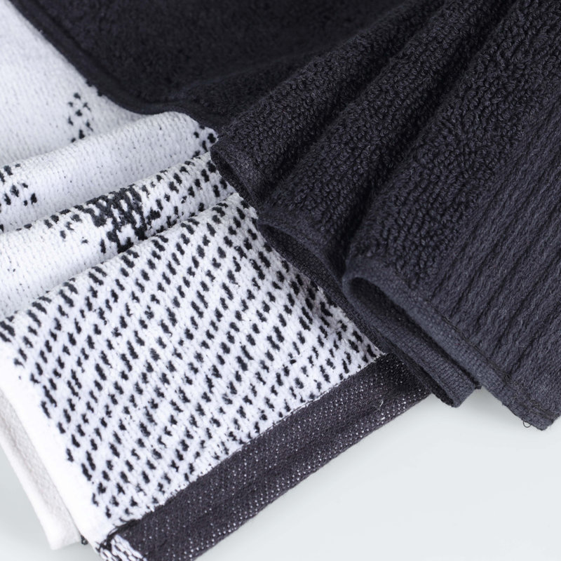 Serviettes de toilette Kreager 500 g/m² 100 % coton à séchage rapide, motif marbre uni, ensemble de 6