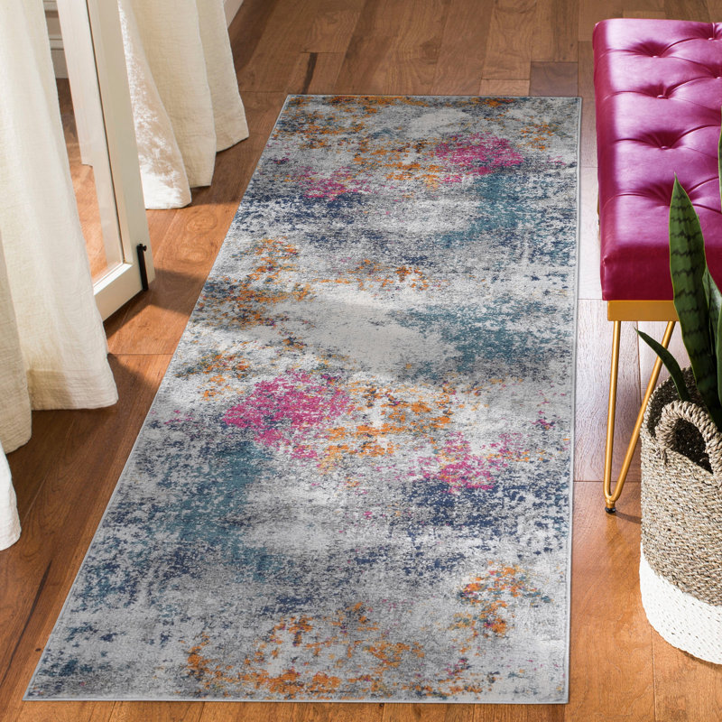 Tapis multicolore à performance transitionnelle abstraite Hannah Hannah, Tapis de couloir 2 pi 7 po x 8 pi