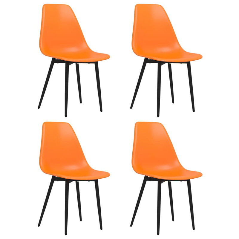 vidaXL Dining Chair Polypropylene Standard Ergonomic, Orange, 4