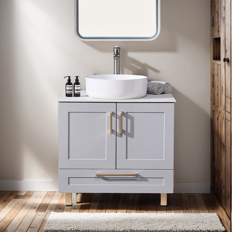 Meuble-lavabo simple 28 po blanc moderne