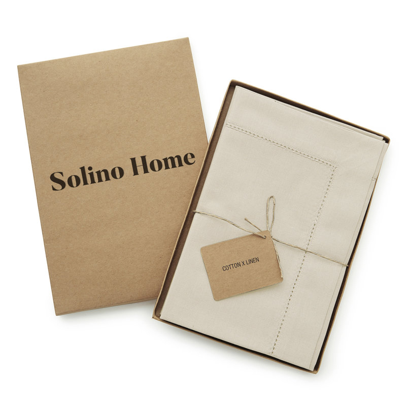 Cotton Linen Hemstitch Dinner Napkins, Linen