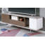Base de console de télévision de style moderne moderne avec tablette ouverte et glissières à roulement à billes attachées à un tiroir avec dessus en champagne avec champagne ultrabrillant