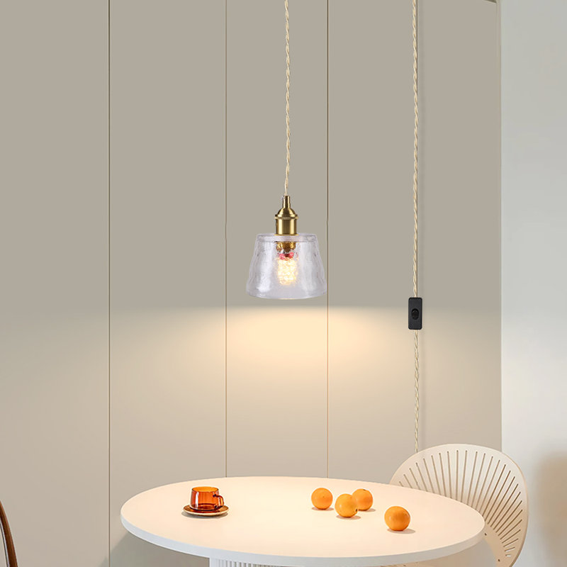 Luminaire suspendu en verre de 5 po pour îlot de cuisine avec cordon d'alimentation