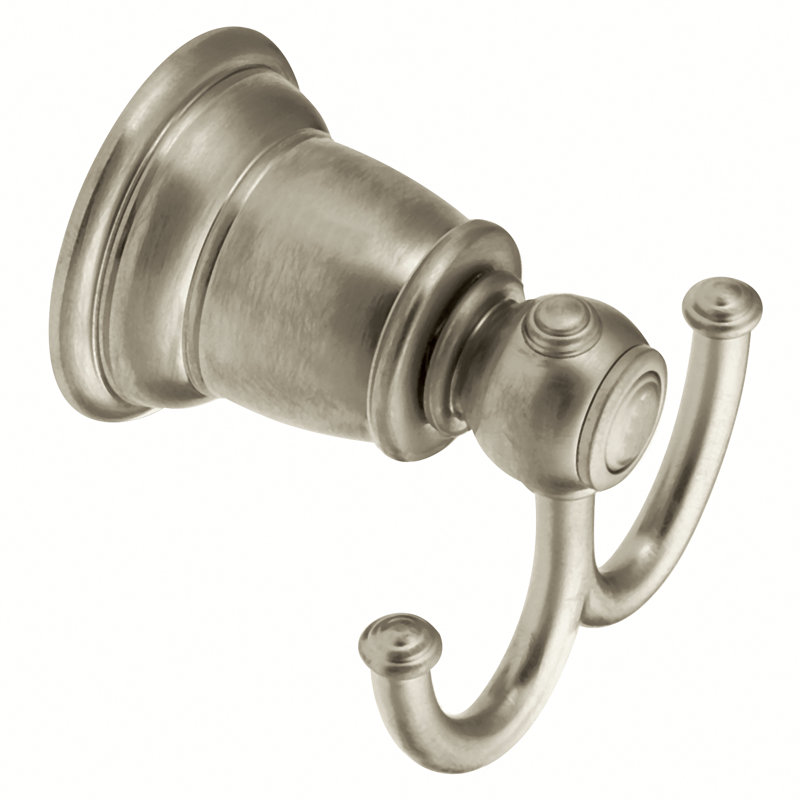 Kingsley Wall Mounted Double Robe Hook, Brushed Nickel