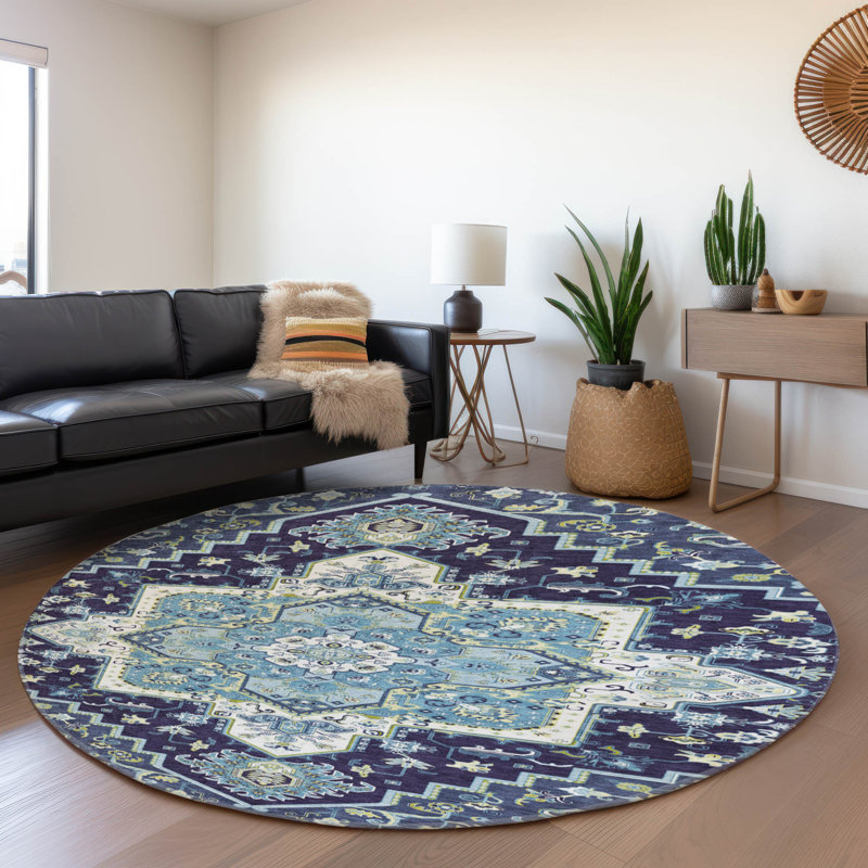 Premium Machine Washable Cossette AMF1036 Oriental Rug, Round 8'