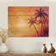 «Sunset Oasis Palm Trees II», impression sur bois jaune traditionnel sur bois de pin naturel-2082607340