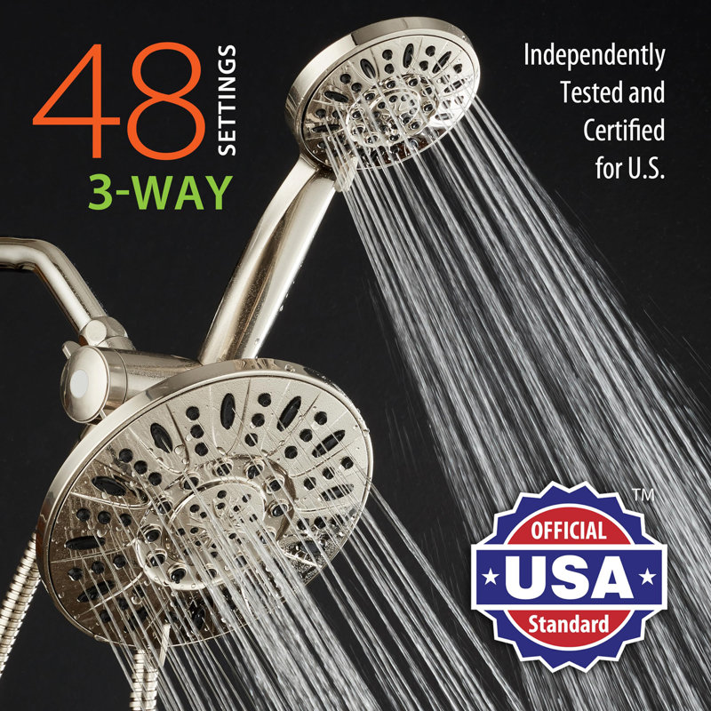 7" Premium High Pressure 3-Way Rainfall Combo, Brushed Nickel