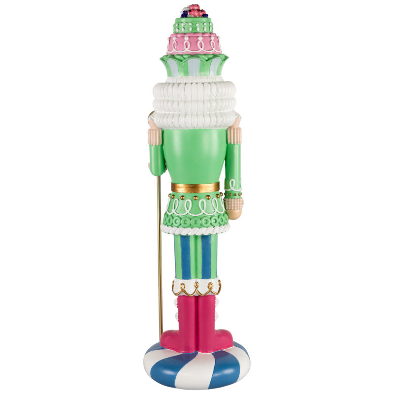 Pastel Candy Nutcracker King Christmas Figure, 21.75" H x 6.5" W x 6.5" D, Green
